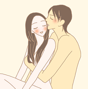 男性が女性を後ろから抱きしめているイラスト
