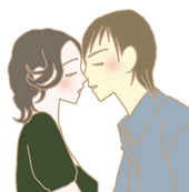 キスをしているカップルのイラスト