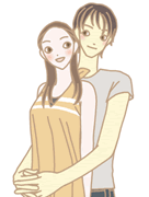 抱き合うカップルのイラスト