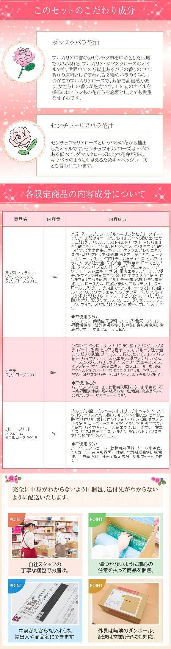 こだわりの成分/成分一覧&ご利用方法
