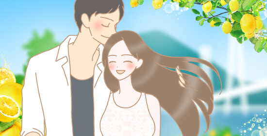 優しく笑い合うカップルイラスト