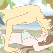 男性が女性を押し倒しているイラスト
