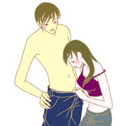 男女が服を脱いでいるイラスト