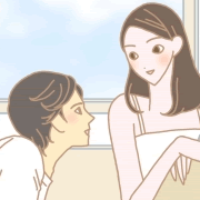男女が話しているイラスト