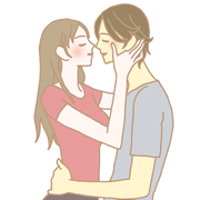 男女がキスしているイラスト