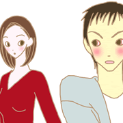 男性が女性を見ているイラスト