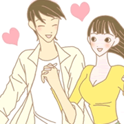 男女がデートしているイラスト