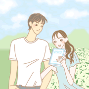 男女が話しているイラスト