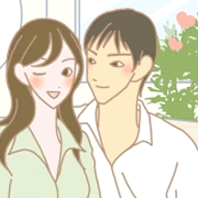 男女が寄り添っているイラスト