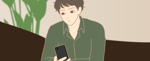 彼女と連絡をする男性のイラスト