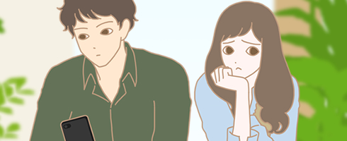 彼に嫌われたかもしれないと悩む女性のイラスト