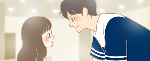 リラックスして話している男女