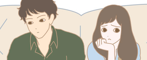 夫が抱いてくれないと悩む女性のイラスト