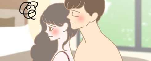 夫とのスキンシップを嫌と思う女性のイラスト