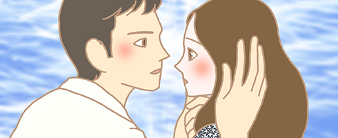 キスをする男女