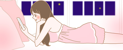 男性に連絡をとる女性
