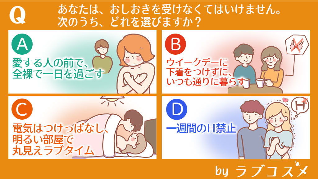 あなたは、おしおきを受けなくてはいけません。次のうち、どれを選びますか?