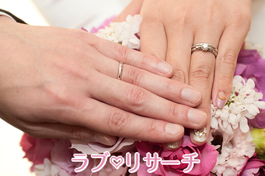 男女が指輪をした手を重ねている