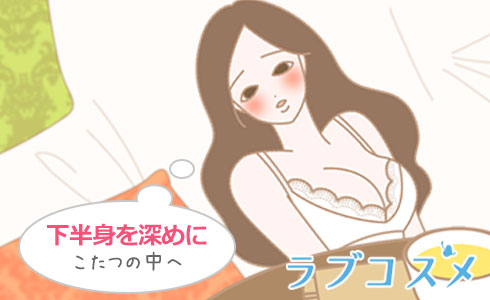 どちらかがこたつの中に下半身を深めにもぐります