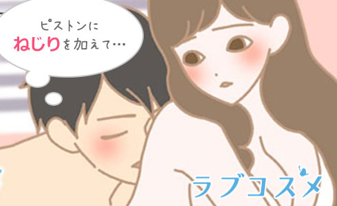 ピストンの上下運動にねじりを加えて回転運動!