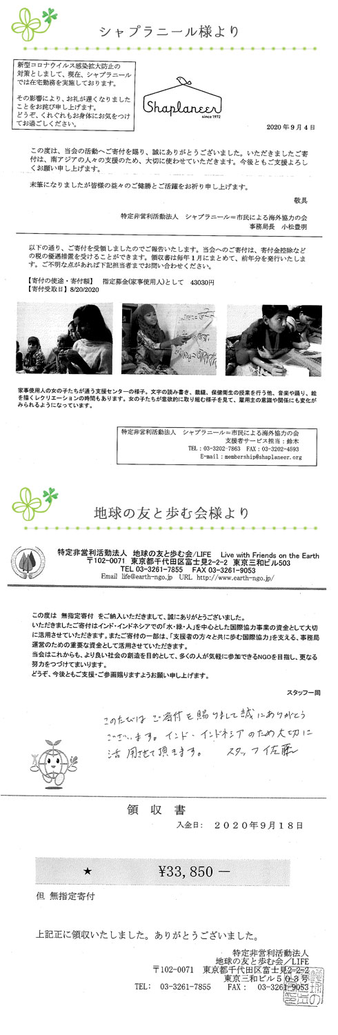 ポイント募金報告