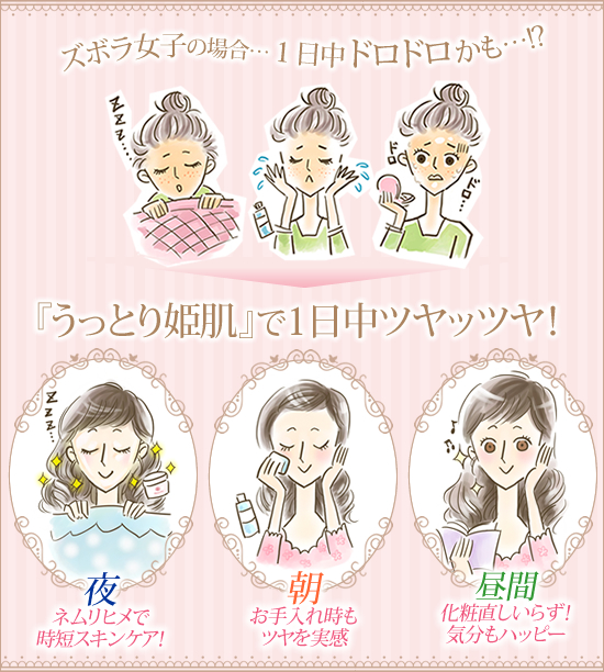 ズボラ女子のうっとり姫肌!時短スキンケア|ズボラ女子がうっとり姫肌女子に