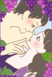 肌に触れている男女のイラスト
