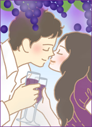 ワインを飲む男女のイラスト