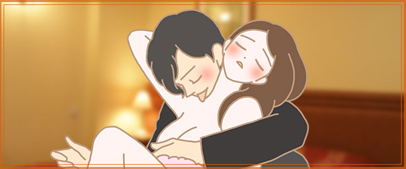 突然抱きしめあう男女のイラスト