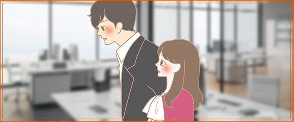 肌の質感を楽しむ女性のイラスト