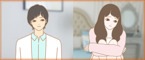 片想い中の男女イラスト