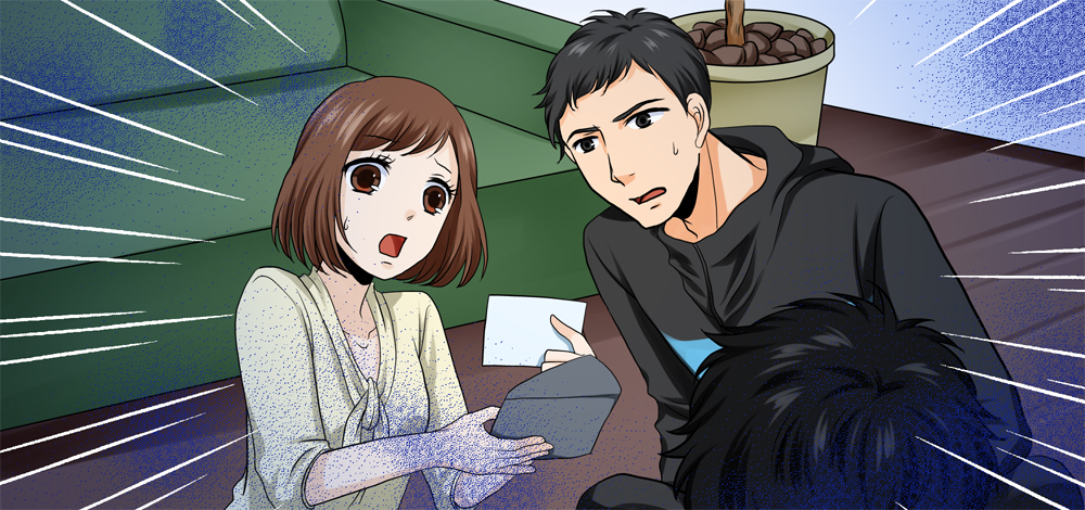 驚く男女