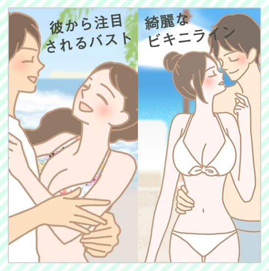 彼から注目されるバスト、綺麗なビキニライン