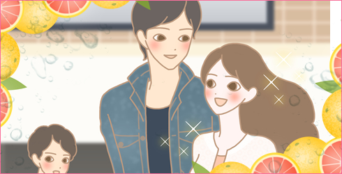 はじける男女イラスト
