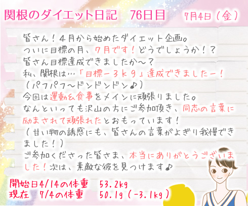 −3キロ 夏までにダイエット