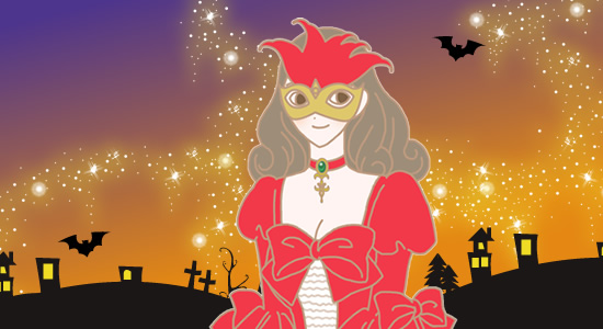 ハロウィンの仮装姿イラスト