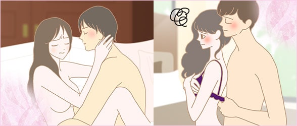 初体験の痛みを感じるカップル
