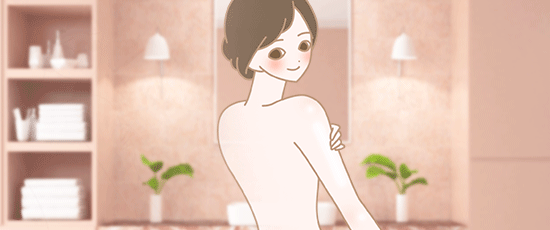 肌の保湿ケアをする女性のイラスト