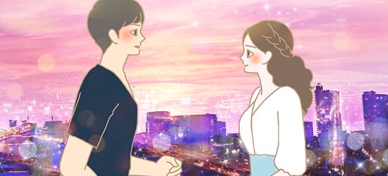 顔を近づける男女