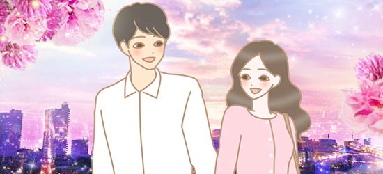 女性をなでる男性