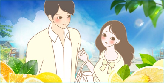 夏恋 キュンとしている男女のイラスト