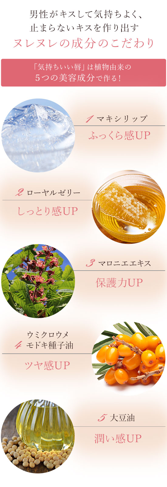 「気持ちいい唇の感触」にする5つの美容成分