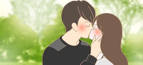 キスしているカップルイラスト