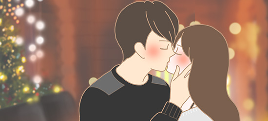 キスしているカップルイラスト