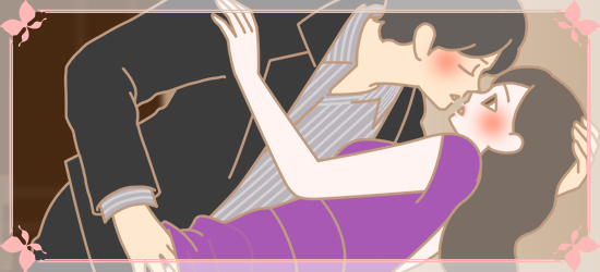 彼がキスをしようとしているカップル