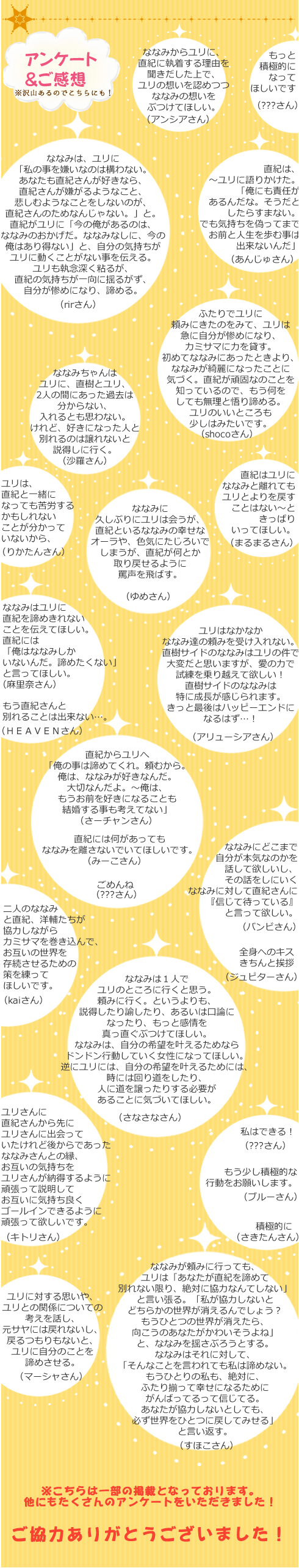 アンケート感想
