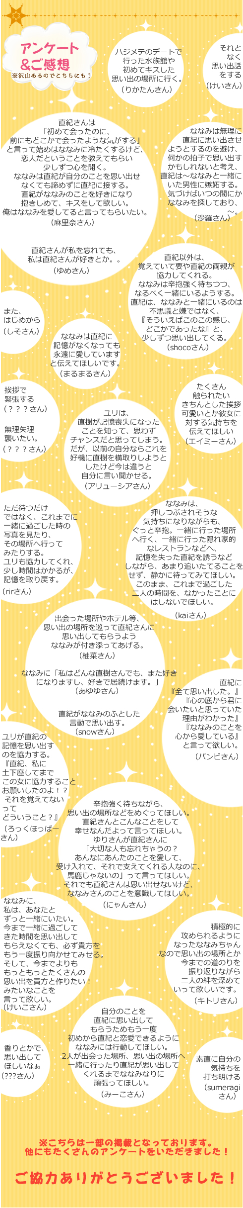 アンケート感想