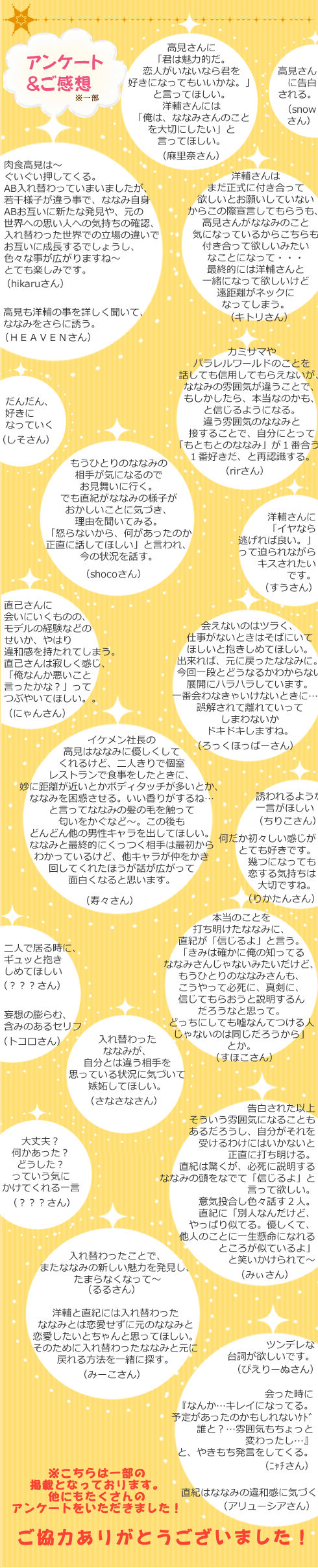 アンケート感想