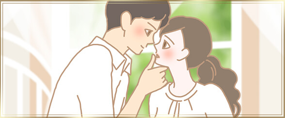キスしている夫婦のイラスト