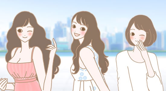 3人の笑顔の女性イラスト